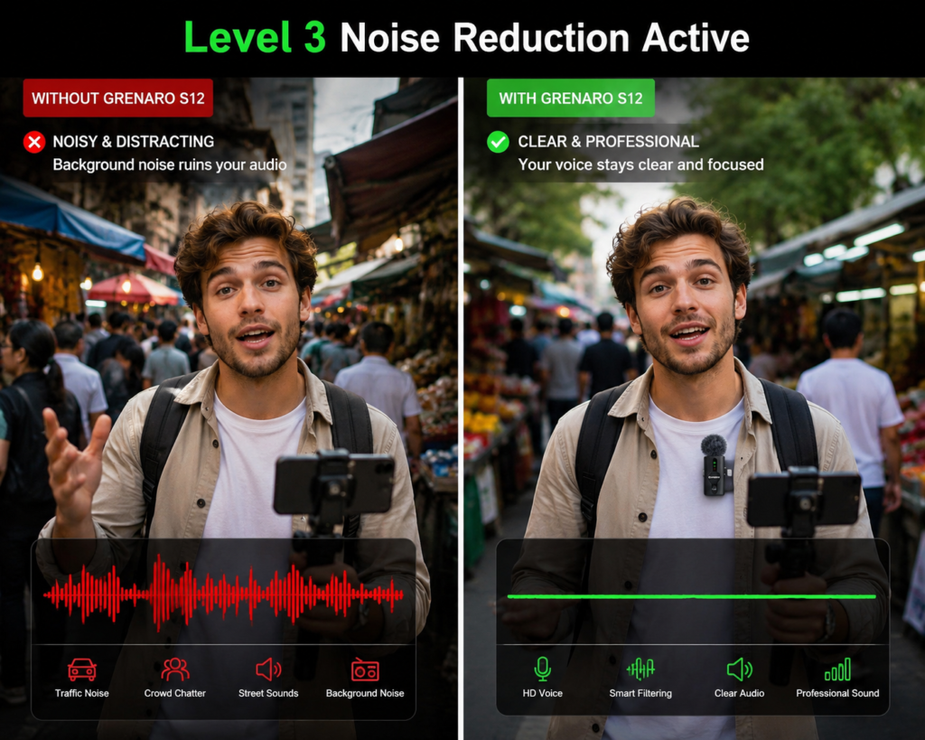 3-Level Adjustable Noise Reduction Mic Wireless