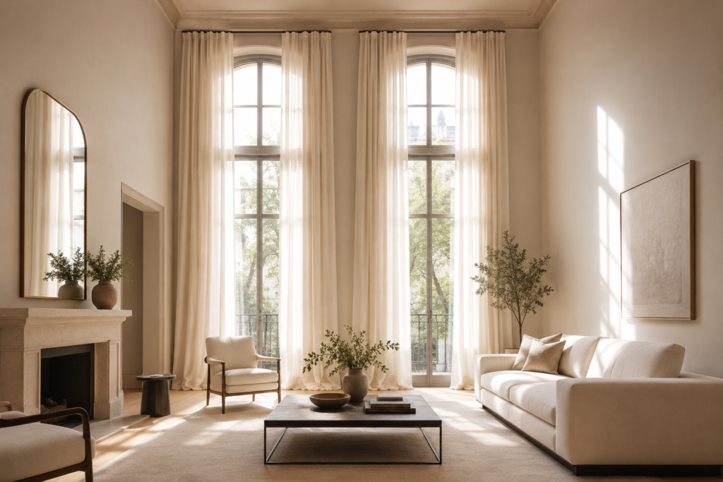 Floor-to-ceiling linen curtains — the #1 affordable luxury home decor trick