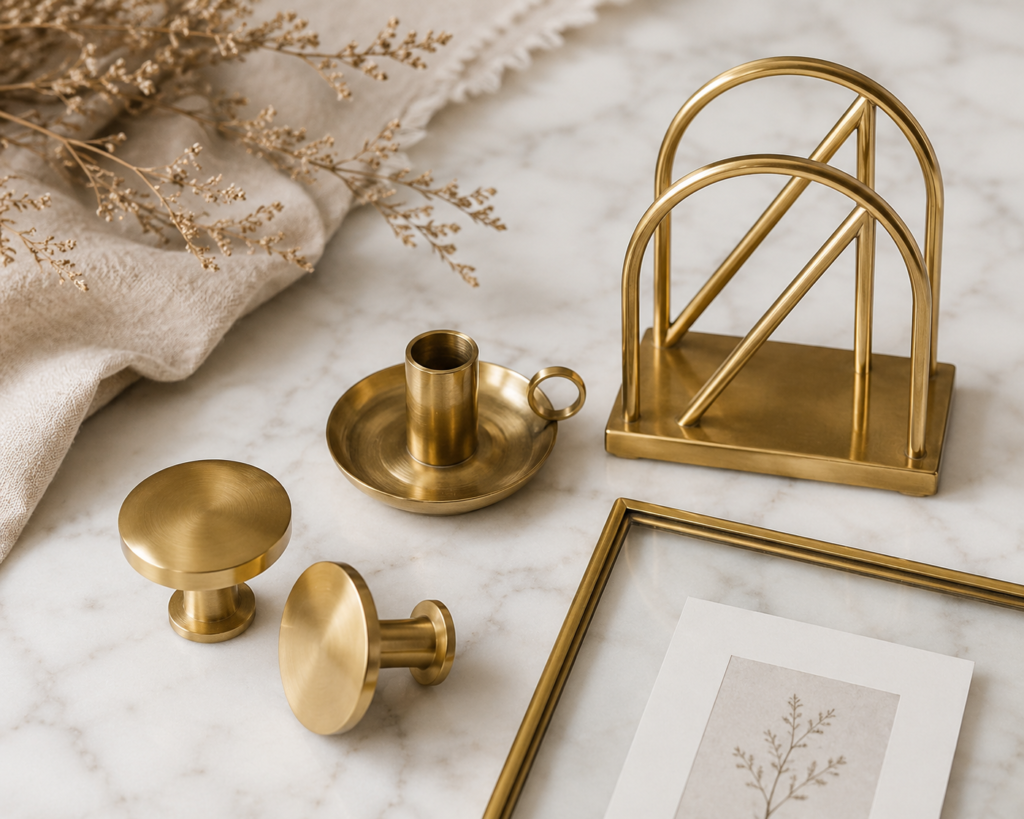 Gold and brass home decor accents β affordable luxury home decor on a budget