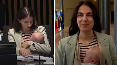 Swedish minister brought her 3-month-old baby to EU meeting; viral video highlights the country’s generous parental leave system |