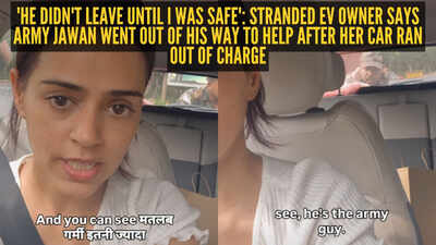 ‘Yeh humare desh ke jawan hain, this is Indian Army’: Woman’s EV dies midway, Army jawan pushes her car and refuses to leave until she’s safe