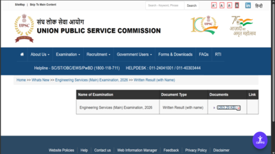 UPSC Engineering Services main result 2026 out: Direct link to download PDF here